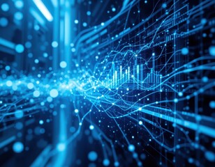 Fototapeta premium Analyzing digital data flow cyber space infographic abstract macro view technology innovation