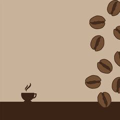 Abstract creative set on coffee color background. Vector concept for coffee shop and home, cafe. Simple and stylish template for social media.