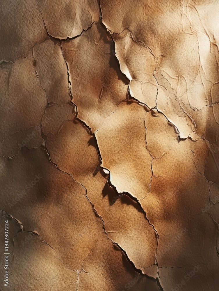 Poster brown kraft paper displays uneven torn edges and fibrous texture under soft moody lighting, creating