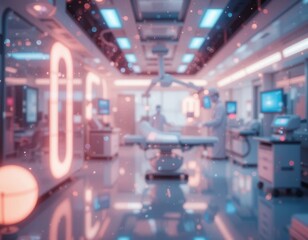 Surgical procedure in modern hospital high-tech operating room medical environment clinical viewpoint
