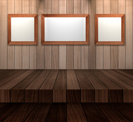 Empty photo frames on the wall