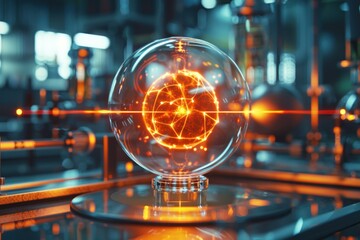 Controlled electric arcs create glowing filaments in a precise plasma experiment illuminated by soft light reflections