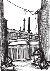 Hand Drawn Illustration of Cozy European Street