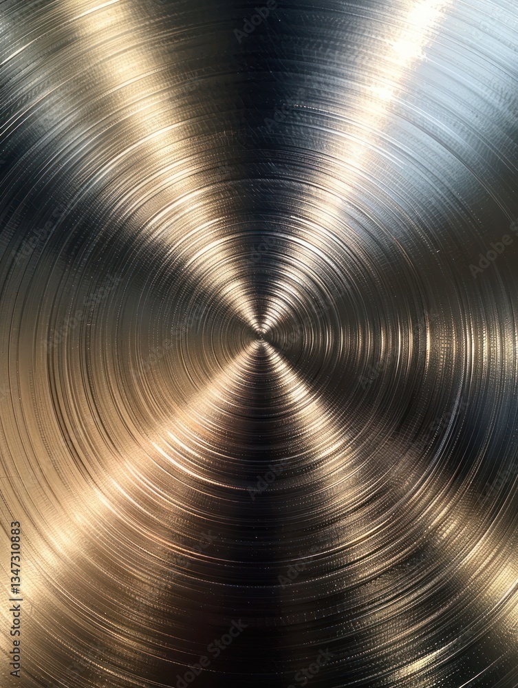 Poster the surface has concentric light gradients and soft lighting that enhance its sleek metallic finish
