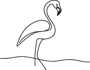 Flamingo Line Art black vector