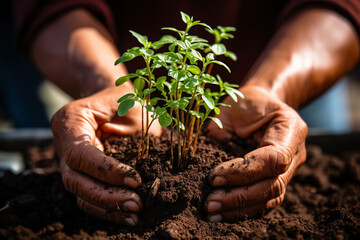 Exalting nurturing and protective virtues of a soil pot, it personifies noble duty of human guardianship in bestowing indispensable requisites for flourishing of a plant vitality