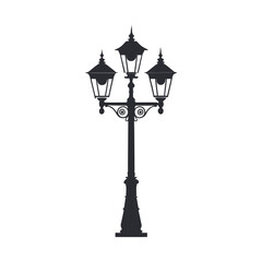 Decorative Streetlamp Vector Icon - Ornate Single Streetlight Design for Urban, Outdoor, and Garden Lighting
