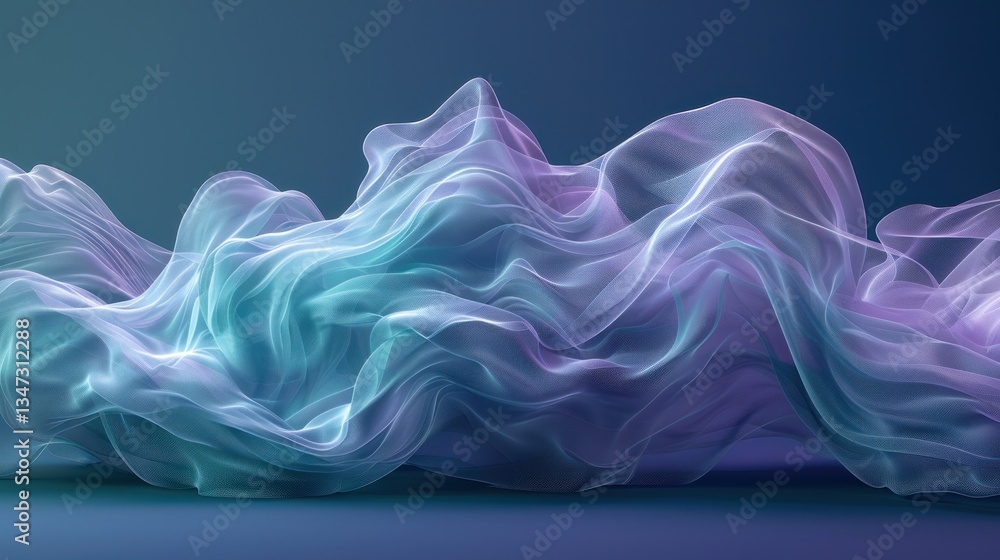 Poster a soothing gradient mist blends from deep purple to teal, creating a calming, abstract pattern