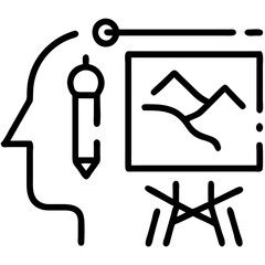 Creative process with pencil and canvas in abstract style, Artistic expression