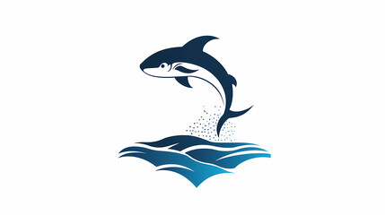 Obraz premium Jumping Dolphin Icon: A minimalist, yet striking vector illustration captures the dynamic energy of a leaping dolphin, rendered in aquatic blues against the clean background.