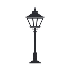 Ornate Vintage Streetlamp Design Vector Icon - Single Decorative Lamppost for Garden and Urban Lighting Illustration