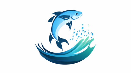 Aquatic Ascent: A stylized illustration of a leaping fish, symbolizing vitality and freedom, against the backdrop of cascading waves and a serene aquatic ambiance.