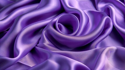 Fototapeta premium Lavender silk material drapes elegantly, creating soft curves and rich purple hues under serene lighting