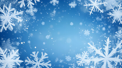 Winter-themed blue background with snowflakes for a seasonal touch
