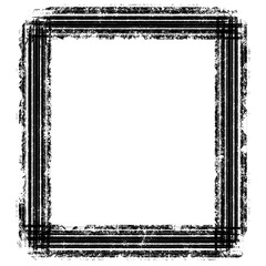 black grungy ink textured frame container, transparent background