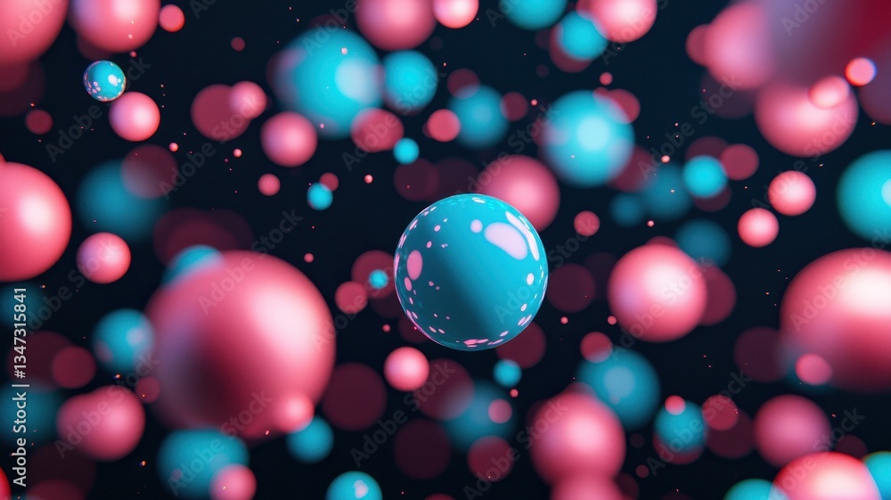 Poster bite-sized colorful candies. abstract colorful spheres floating in space.