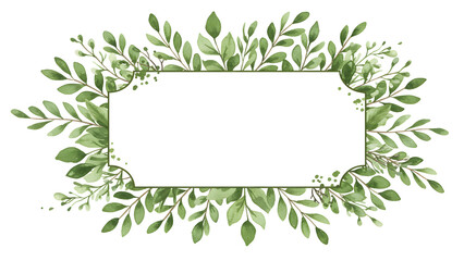 Watercolor Leaves Frame Design with Black Background for Wedding Invitations