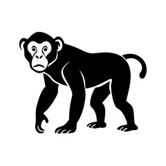 Obraz premium vector illustration of black chimpanzee icon in white backgrourd