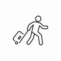 Traveler luggage walking icon vector sign