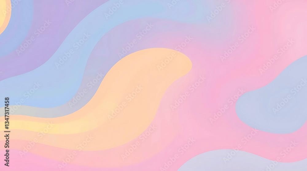 Poster soft pastel abstract waves create a dreamy atmosphere in a colorful background