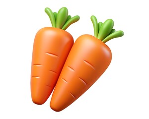 Two 3d carrots isolated on white background