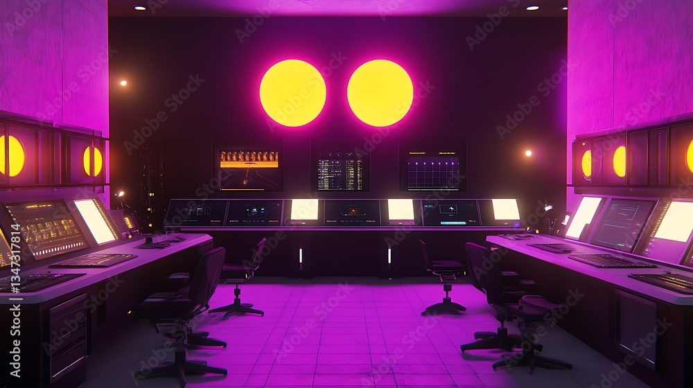 Poster a futuristic physics lab with digital tools for simulating the effects of high-energy collisions on 
