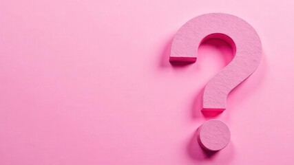 large question mark against pink background. minimalistic design with vibrant colors. concept of inquiry, curiosity and confusion. web design, poster, banner
