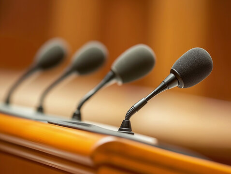 podium with microphones