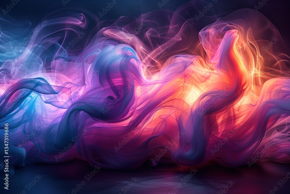 Aufkleber swirling clouds of multicolored smoke create a mesmerizing display against a deep black backdrop, gl