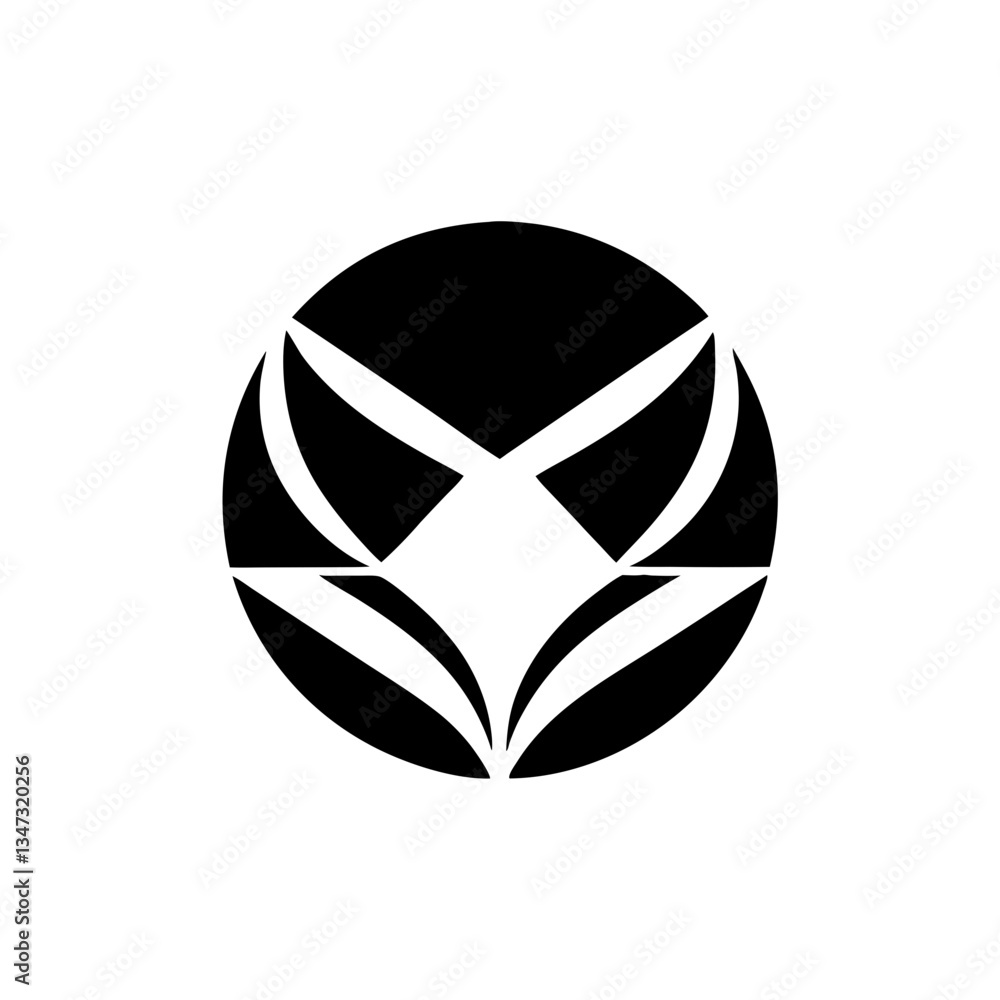 Aufkleber a minimalistic graphic design, featuring an abstract geometric logo, characterized by a series of in