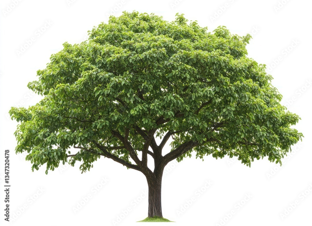 Poster isolated tree with green leaves on white background for design use