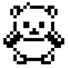 An adorable pixelated panda with a charming and simplified appearance