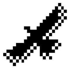 Fototapeta premium an artistic black and white pixelated illustration of a soaring bird, set against a contrasting backdrop