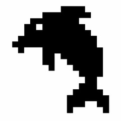 An eye-catching pixelated silhouette of a dolphin, its form gracefully captured