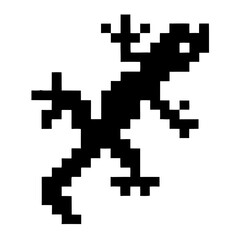 pixelated silhouette of a lizard. This image captures the minimalist beauty of a reptile