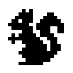Fototapeta premium pixelated silhouette of a squirrel, a minimalist design with a retro pixel art aesthetic. This image is ideal for those who love retro pixelated art, perfect for game design or graphic resources.