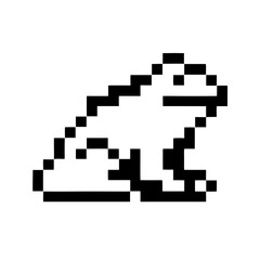 a pixelated frog with simple lines, and in a simple background.