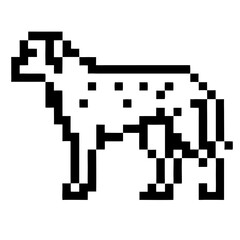 pixelated depiction of a dog with spots, in black and white, ideal for retro-themed designs