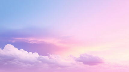 Fototapeta premium Serene Dusk Sky with Soft Pastel Colors Gradually Blending into Fluffy Clouds, Creating a Peaceful Atmosphere