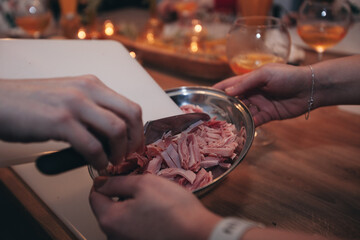 the process of preparing the filling for lasagna