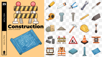 construction concept illustrations. Set of construction vector illustrations