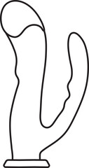 vibrator penis for double penetration, dildo, adult sex toy, accessories for sex games and bdsm, linear black and white icons, doodle and sketch style, hand drawing