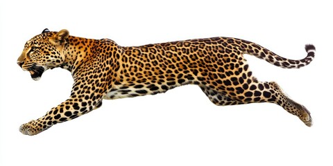 Dynamic Leap of a Spotted Leopard Silhouette in Pursuit, Symbolizing the Hunter of the African Wilderness