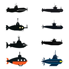 Submarine Silhouette & Coloring Set – Military & Nautical Vector Pack