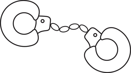 bdsm handcuffs, adult sex toy, accessories for bdsm sex games, linear black and white icons, doodle and sketch style, hand drawing