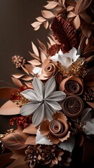 crafted colorful paper quilling techniques textured layers Elegant paper flower arrangement showcasing various shades and textures for an artistic touch in any decor.