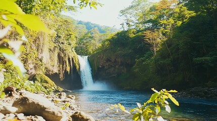 Lush Rainforest Waterfall Serenity Nature Escape Travel Photo