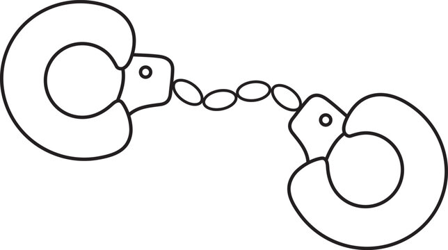 bdsm handcuffs, adult sex toy, accessories for bdsm sex games, linear black and white icons, doodle and sketch style, hand drawing