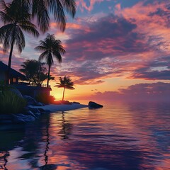 Sunlight glistening on waves rolling towards the peaceful shore image