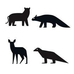 set of animals silhouettes vector